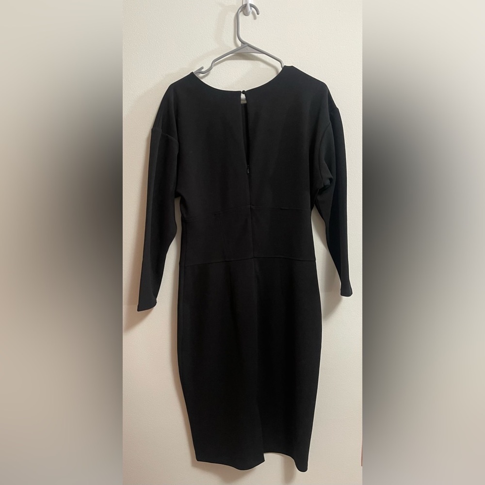 EXPRESS - Black Midi Body Con Lace Up Detail Dress - Picture 5 of 5